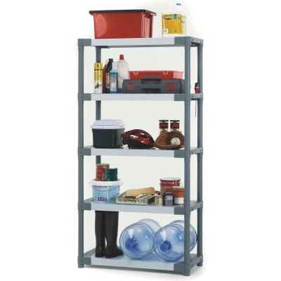 Grosfillex® US028009 Plastic Solid Shelving 36"W x 16"D x 70"H Capacity 200 lbs