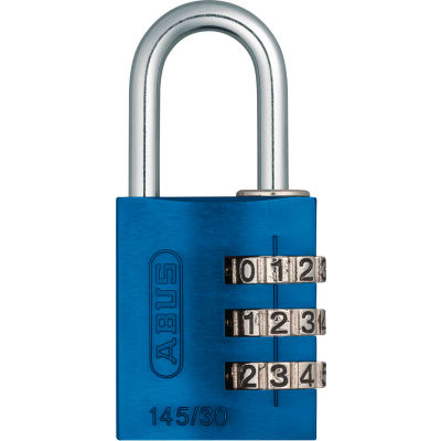 ABUS Anodized Aluminum Resettable 3-Dial Combination Lock 145/30 C - Blue - Pkg Qty 6