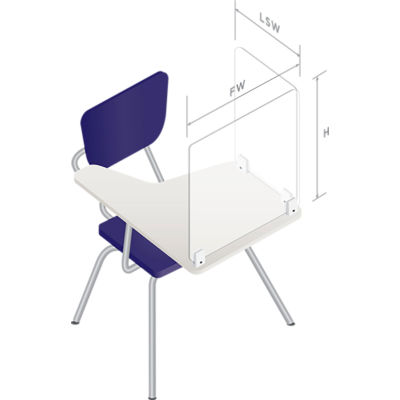 Plastic Dividers With Round Edge For Desks with Arms 2 Sided, Mountable, Clear, PD-CRD-4 - Pkg Qty 6