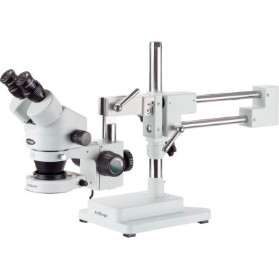 AmScope SM-4B-80S 7X-45X Binocular Stereo Zoom Microscope with 80-LED Light & Double-Arm Stand