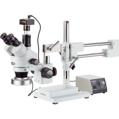AmScope SM-4TZ-80M-5M 3.5X-90X Boom Stand Stereo Microscope with 80-LED Ring Light & 5MP Camera