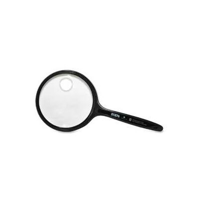 Sparco™ Hand-Held Magnifier, 2X Magnification with 4X Inset, 3.5" Diameter Lens, Acrylic