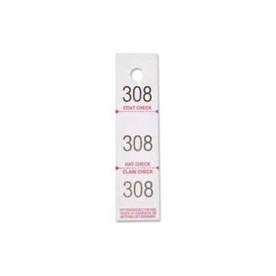 Sparco™ 3-Part Coat Check Tickets, White, 500/Pack