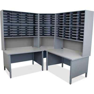 Marvel® 100 Slot Mailroom Organizer, Riser, 84"H x 78"W, Slate Gray