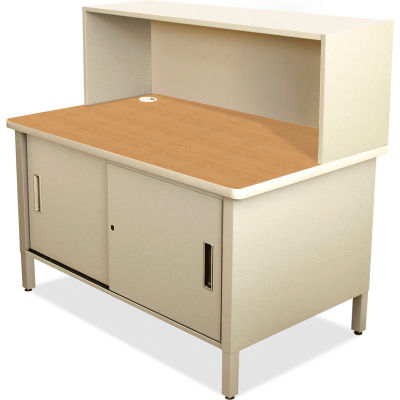 Marvel® Mailroom Utility Table with Cabinet, Riser, 52"H x 48"W, Putty