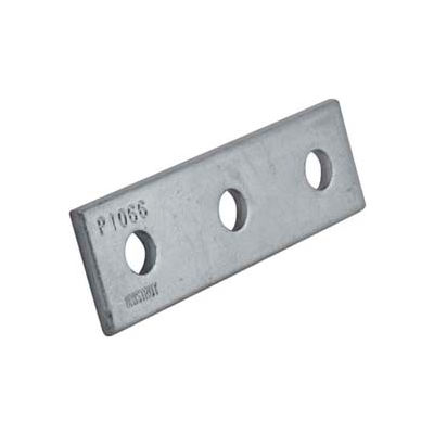 Unistrut 1-5/8" Splice Plate P1066eg, 3 Hole, Electro-Galvanized - Pkg Qty 25