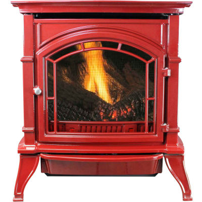 Ashley Vent Free Natural Gas Stove AGC500VFRN, Red Enameled Porcelain Cast Iron, 31000 BTU