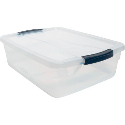United Solutions Cleverstore Clear Latching Storage Tote w/Lid 16 Quart 16-7/8 x 13-3/8 x 5-1/2 - Pkg Qty 8