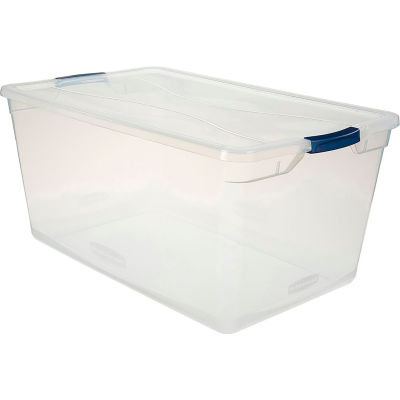 United Solutions Cleverstore Clear Latching Storage Tote w/Lid 95 Quart 29"L x 17-3/4"W x 13-1/4"H - Pkg Qty 4