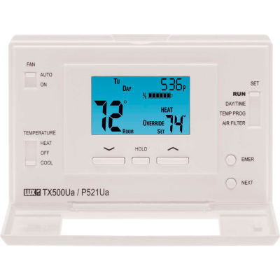 LUX Low Voltage Digital 7-Day Programmable Thermostat P521U - 2 Stage Heat 1 Cool Heat Pump 24 VAC