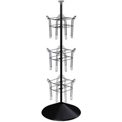 Rotating Literature Display w/ 12 Standard Wire Pockets and Round Base, Black