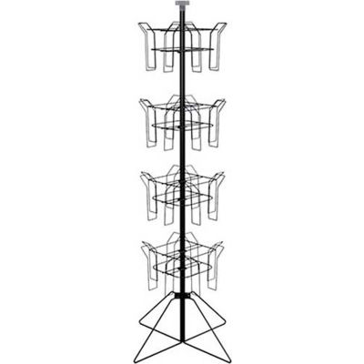 Rotating Literature Display w/ 16 Oversized Wire Pockets & Wire Base, Black