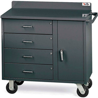 Vari-Tuff F81835A6 Mobile Utility Cabinet with 4 Drawers & 1 Door - 36'' W x 21''D x 34''H