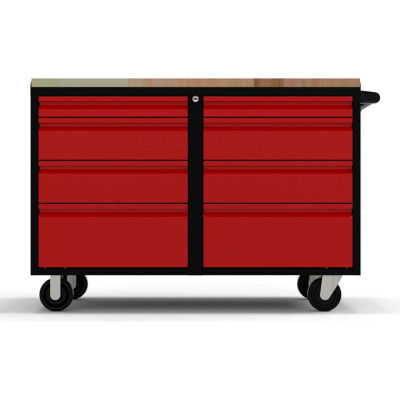 Valleycraft® Collectors Edition Garage 48" Work Bench Cab w/top - 2 sets of 4 Drawers, BK/Red