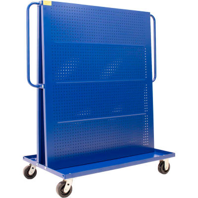 Valley Craft Modular A-Frame Bin Cart F89546 w/2 Round-Peg Pegboard Panels 48"W x 30"D x 62"H, Blue
