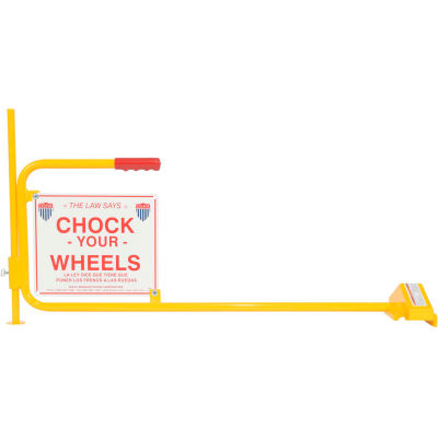 Railroad Flag Rail Car Chock with "Chock Your Wheels" Sign FRC-2