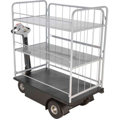 3 Shelf Battery Powered Traction Drive Platform Truck 500 Lb. Cap.