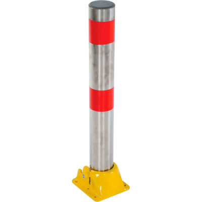 Fold-Down Bollard, 4-1/4" Diameter, 35-1/2" Ext. Height, Stainless Steel