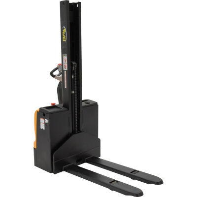 Fully Powered Narrow Mast Stacker SNM-62-FF-21 w/ Fixed Forks and Straddle Legs - 2200 Lb. Capacity