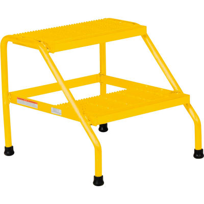 Aluminum Yellow Wide Step Stand - 2 Step Welded - SSA-2W-Y