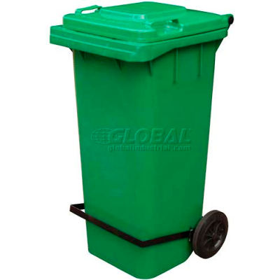 Garbage Can & Recycling | Mobile | Green Trash Can - 64 Gal W/Lid