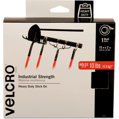 VELCRO® Brand Industrial Strength Sticky-Back Hook and Loop Fasteners, 2" x 15 ft. Roll, Black