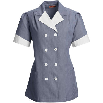 Red Kap® Double-Breasted Lapel Tunic Short Sleeve Navy Pincord Regular-L - 9S03