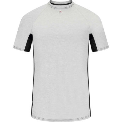 EXCEL FR® Short Sleeve Shirt FR Two-Tone Base Layer MPU4, Gray, Size XL Regular