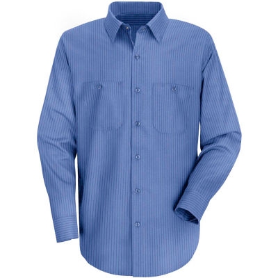 Red Kap® Men's Industrial Stripe Work Shirt Long Sleeve Petrol Blue/Navy Stripe Long-4XL SB12