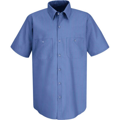 Red Kap® Men's Industrial Stripe Work Shirt Short Sleeve Petrol Blue/Navy Stripe 2XL SB22