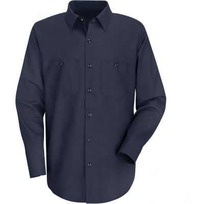 Red Kap® Men's Wrinkle-Resistant Cotton Work Shirt Long Sleeve Regular-3XL Dark Navy SC30