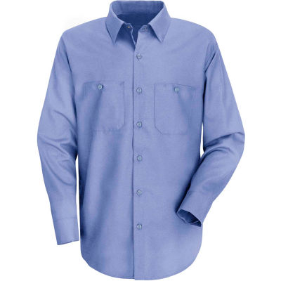 Red Kap® Men's Wrinkle-Resistant Cotton Work Shirt Long Sleeve Extra Long-3XL Light Blue SC30