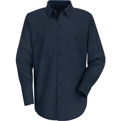Red Kap® Men's Wrinkle-Resistant Cotton Work Shirt Long Sleeve Regular-4XL Navy SC30-SC30NVRG4X