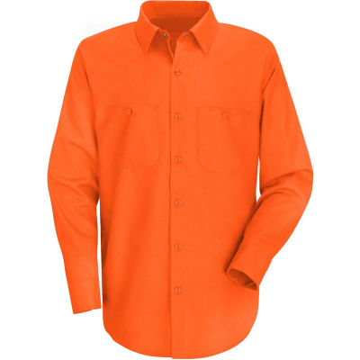 Red Kap® Men's Wrinkle-Resistant Cotton Work Shirt Long Sleeve Regular-S Orange SC30