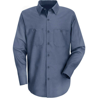 Red Kap® Men's Wrinkle-Resistant Cotton Work Shirt Long Sleeve Long-M Postman Blue SC30-SC30PBL