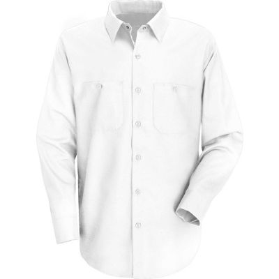 Red Kap® Men's Wrinkle-Resistant Cotton Work Shirt Long Sleeve Regular-S White SC30-SC30WHRGS