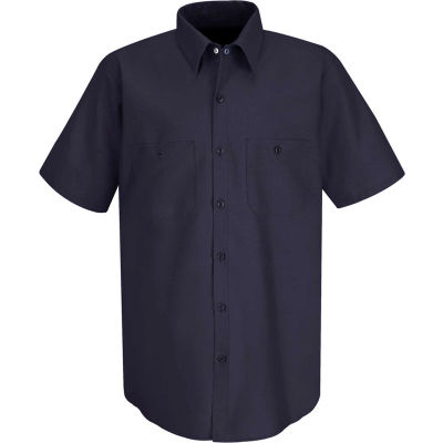 Red Kap® Men's Wrinkle-Resistant Cotton Work Shirt Short Sleeve S Dark Navy SC40-SC40DNSSS