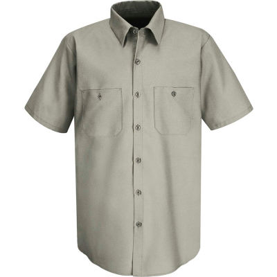 Red Kap® Men's Wrinkle-Resistant Cotton Work Shirt Short Sleeve Long-3XL Graphite Gray SC40