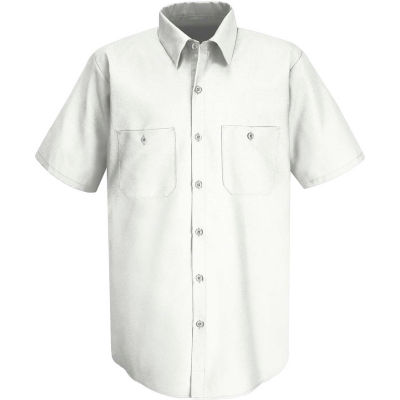 Red Kap® Men's Wrinkle-Resistant Cotton Work Shirt Short Sleeve 3XL White SC40-SC40WHSS3XL