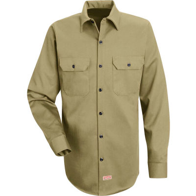 Red Kap® Men's Deluxe Heavyweight Cotton Shirt Long Sleeve Regular-L Khaki SC70-SC70KHRGL