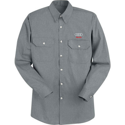 Red Kap® Men's Heathered Poplin Uniform Shirt Long Sleeve Charcoal Long-L SH10-SH10CHLNL