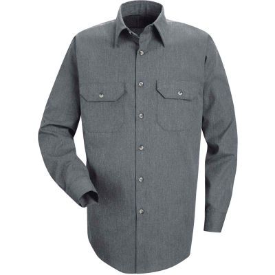 Red Kap® Men's Heathered Poplin Uniform Shirt Long Sleeve Navy Regular-S SH10-SH10NVRGS