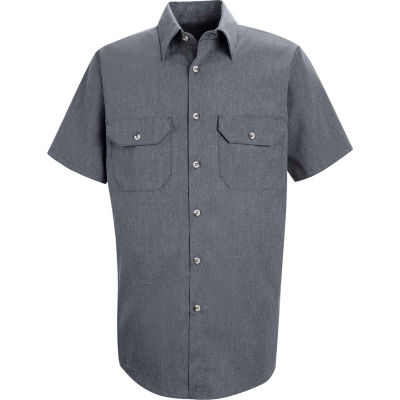 Red Kap® Men's Heathered Poplin Uniform Shirt Short Sleeve Navy M SH20-SH20NVSSM
