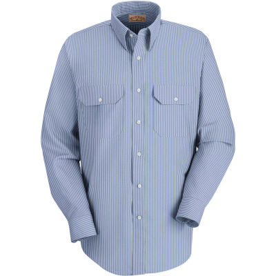 Red Kap® Men's Deluxe Uniform Shirt White/Blue Pin Stripe Long-XL SL50-SL50WBLNXL