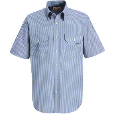 Red Kap® Men's Deluxe Short Sleeve Uniform Shirt White/Blue Pin Stripe SL60-SL60WBSSLXL