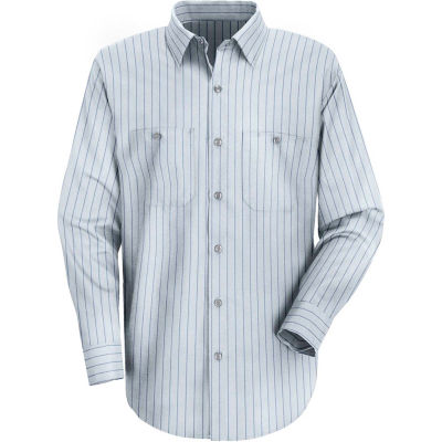 Red Kap® Men's Industrial Stripe Work Shirt Long Sleeve Light Blue/Navy Stripe Long-2XL SP10
