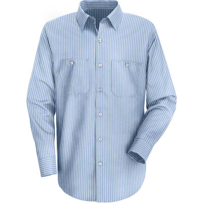 Red Kap® Men's Industrial Stripe Work Shirt Long Sleeve GM Blue/White Stripe Regular-3XL SP10