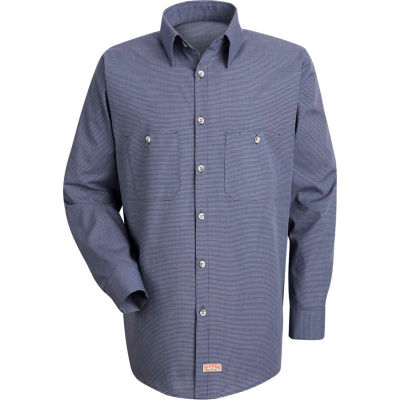 Red Kap® Men's Micro-Check Uniform Shirt Long Sleeve Blue/Charcoal Check Long-3XL SP10