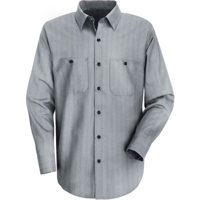 Red Kap® Men's Industrial Stripe Work Shirt Long Sleeve Charcoal Blue/White Stripe Reg-XL SP10