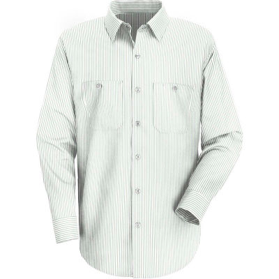 Red Kap® Men's Industrial Stripe Work Shirt Long Sleeve White/Green Stripe Regular-3XL SP10